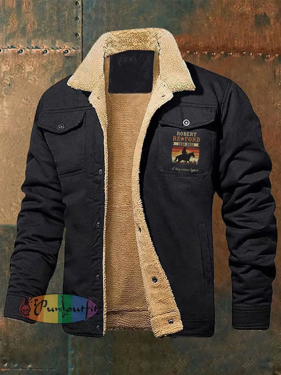 Men’s commemorate Robert Redford Thickened Velvet Jacket Black / S