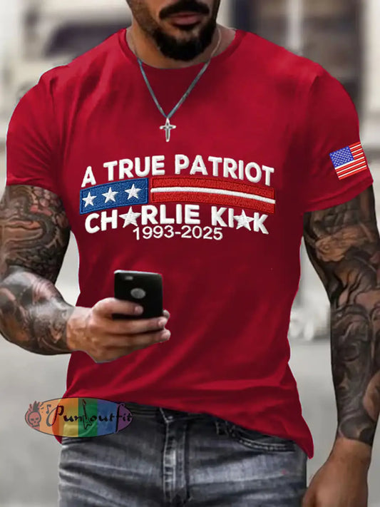 Men’s Commemorative Leader A true Patriot Print T-Shirt Red / S