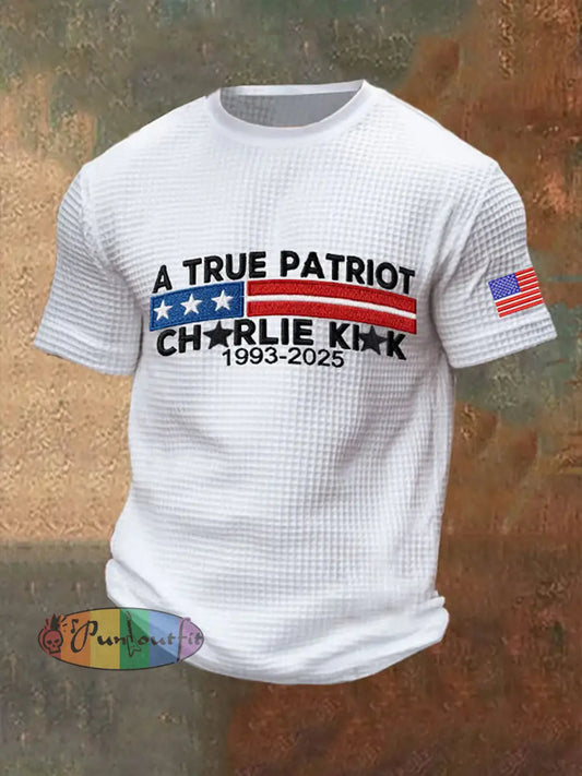 Men’s Commemorative Leader A TRUE PATRIOT Waffle Short Sleeve T-Shirt White / S