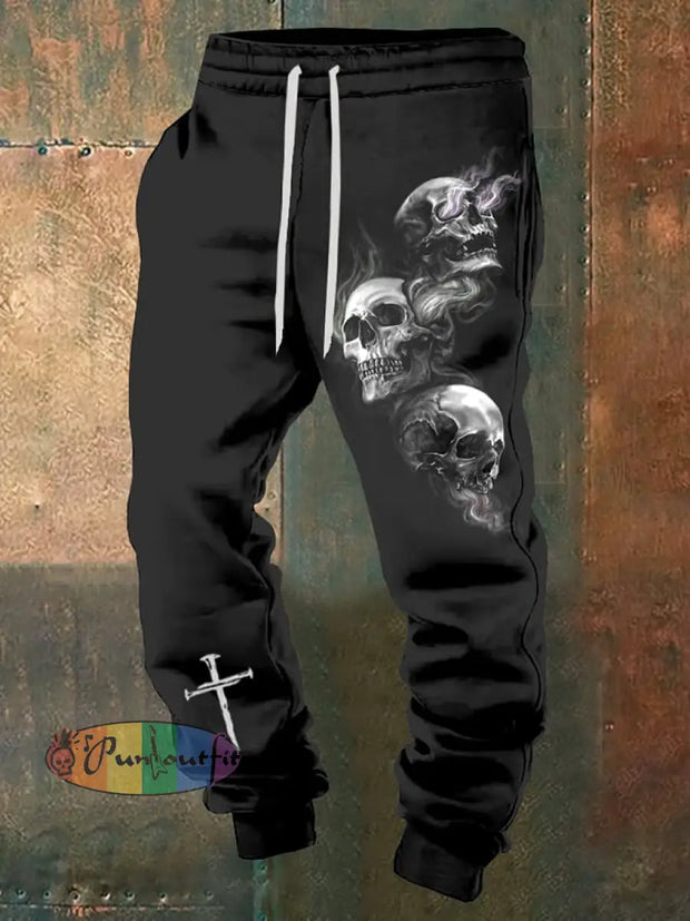 Men’s Dark Skull Print Sweatpants Black / M Shorts