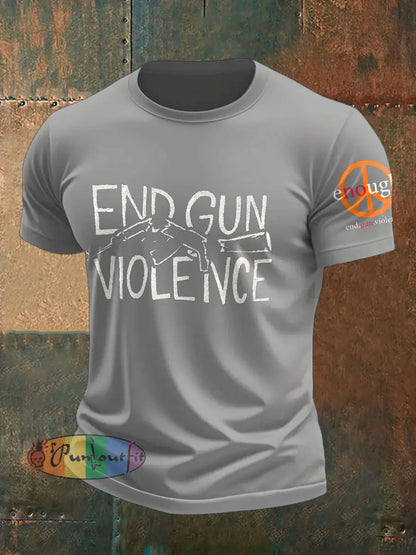 Men’s End Gun Violence Printed T-Shirt Light Gray / S