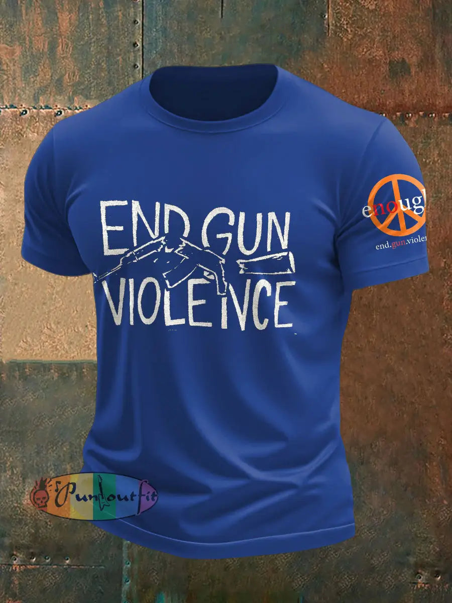 Men’s End Gun Violence Printed T-Shirt Royal Blue / S