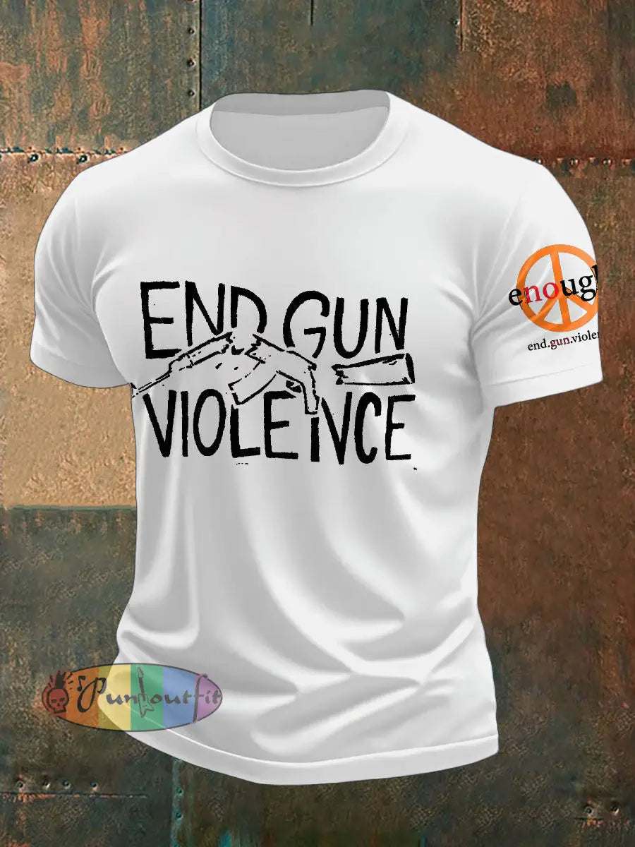 Men’s End Gun Violence Printed T-Shirt White / S