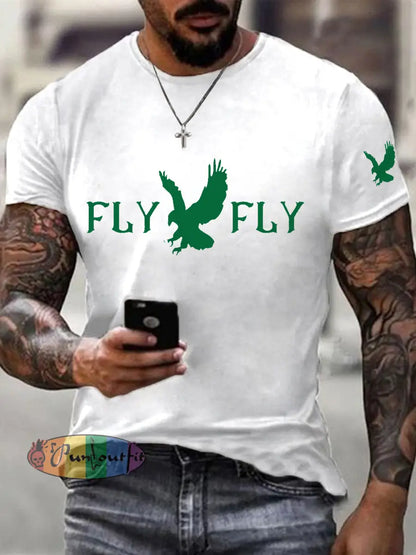 Men’s Fly Eagles Fly Football Fans Lovers Gameday Casual Tee White / S