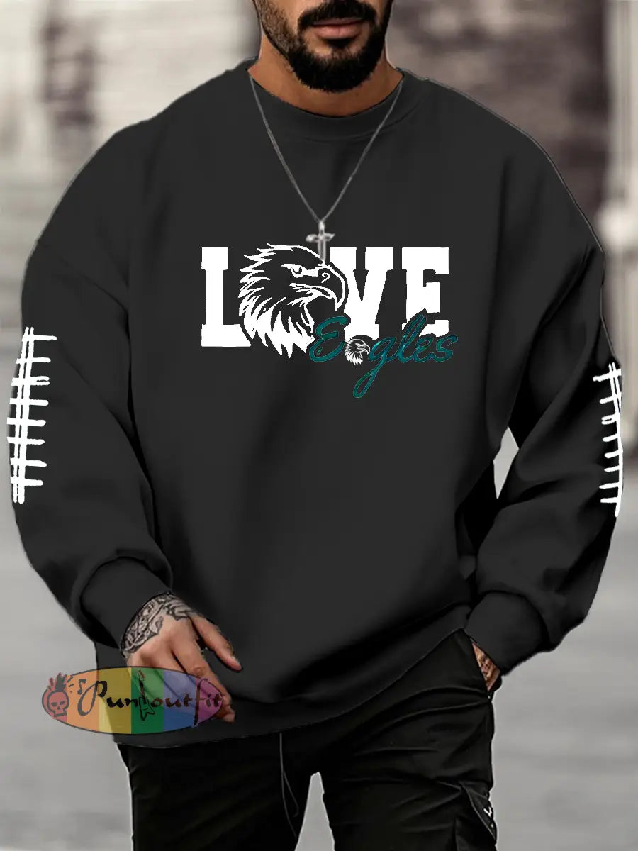 Men’s Football Fans Lovers Gameday Casual Crew Neck Sweatshirt Black / S