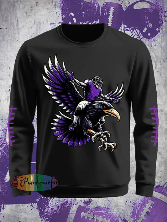 Men’s Football Fans Lovers Gameday Casual Crew Neck Sweatshirt Black / S