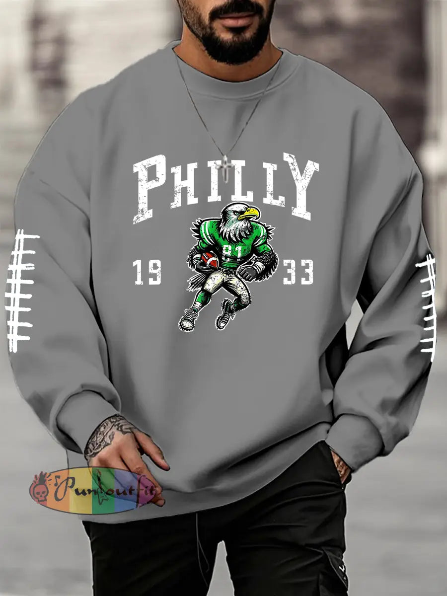 Men’s Football Fans Lovers Gameday Casual Crew Neck Sweatshirt Gray / S