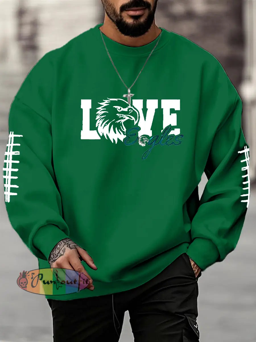 Men’s Football Fans Lovers Gameday Casual Crew Neck Sweatshirt Green / S
