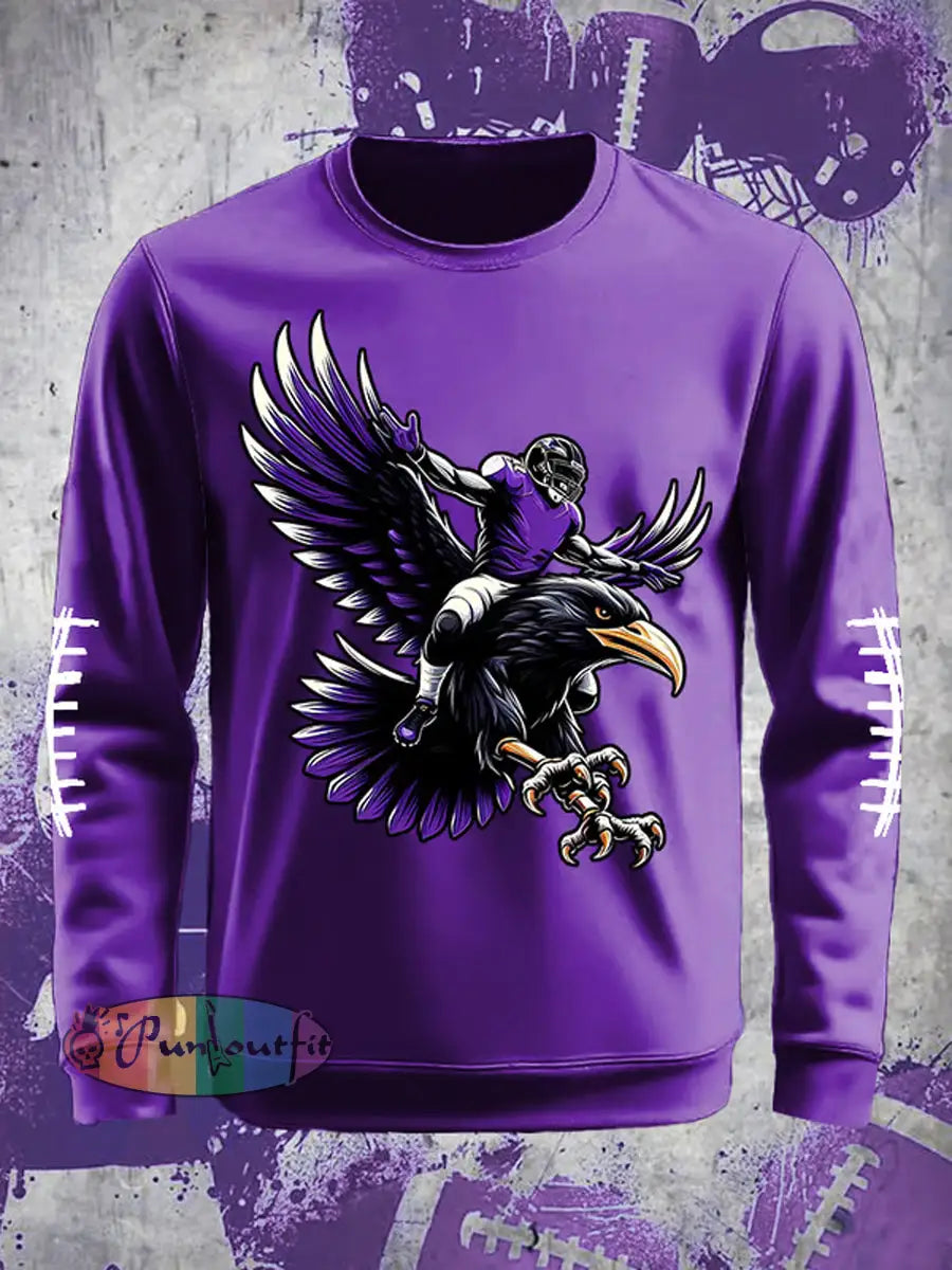 Men’s Football Fans Lovers Gameday Casual Crew Neck Sweatshirt Purple / S