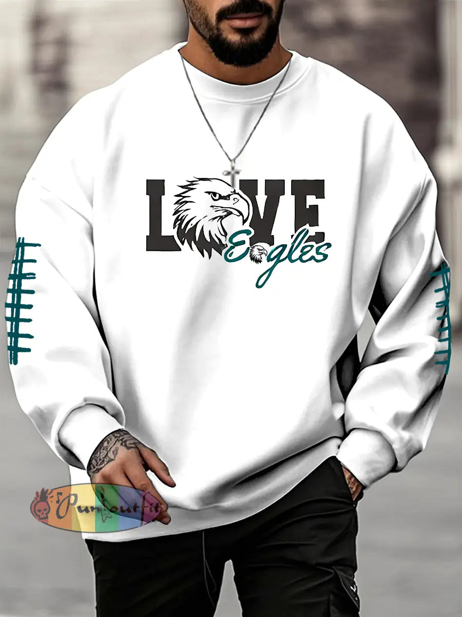 Men’s Football Fans Lovers Gameday Casual Crew Neck Sweatshirt White / S