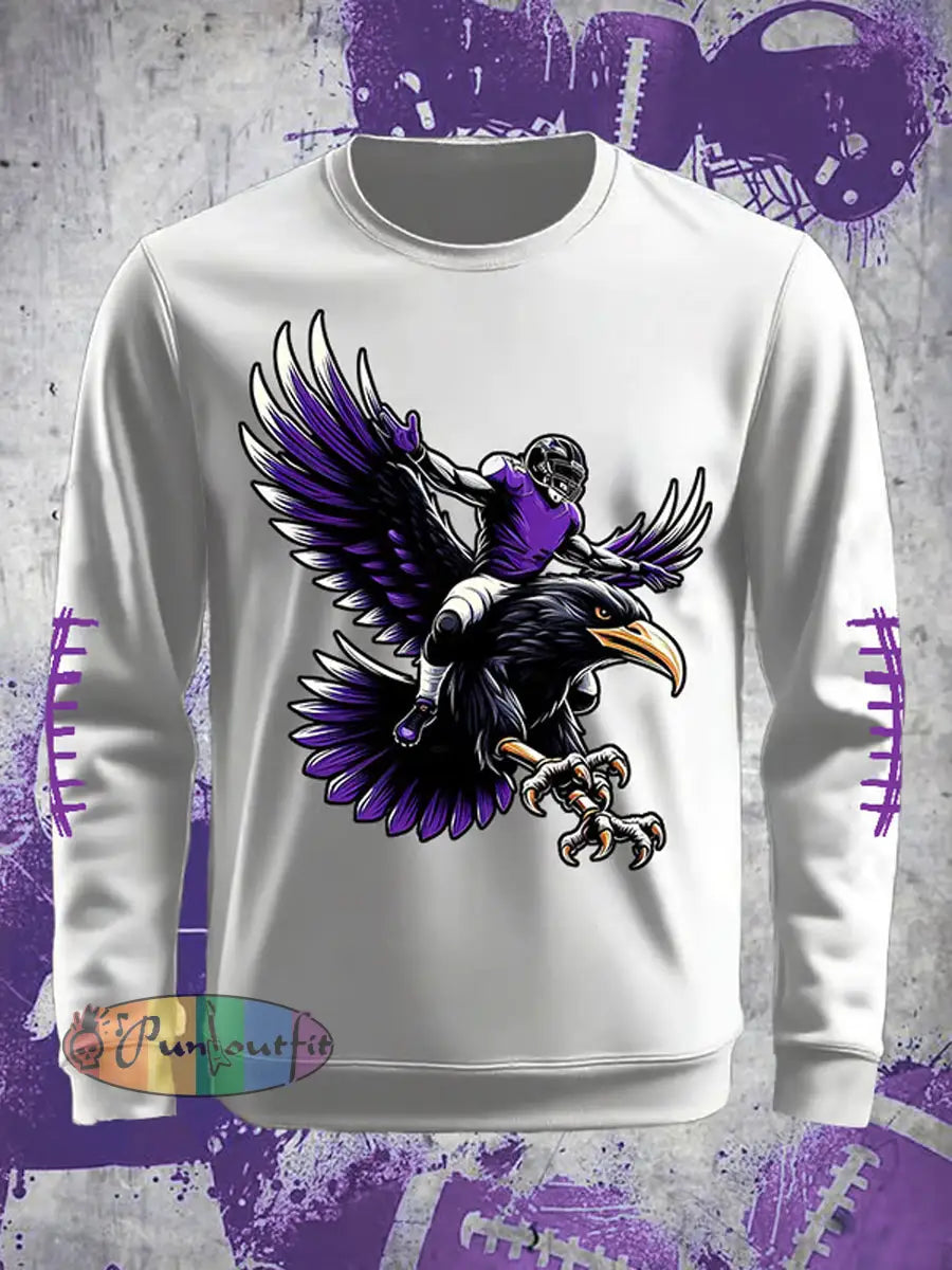 Men’s Football Fans Lovers Gameday Casual Crew Neck Sweatshirt White / S