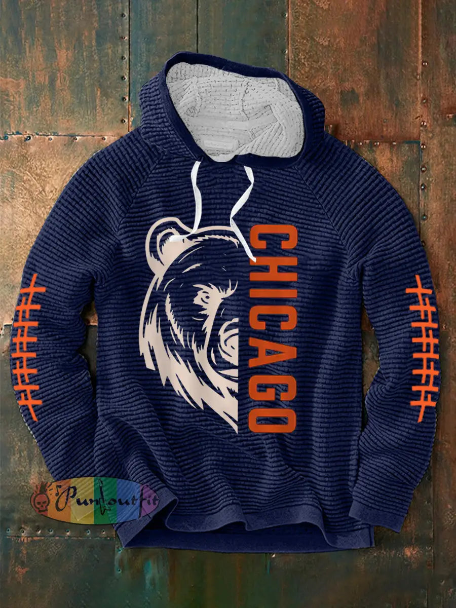 Men’s Football Fans Lovers Gameday Casual French Terry Hoodie Navy Blue / S