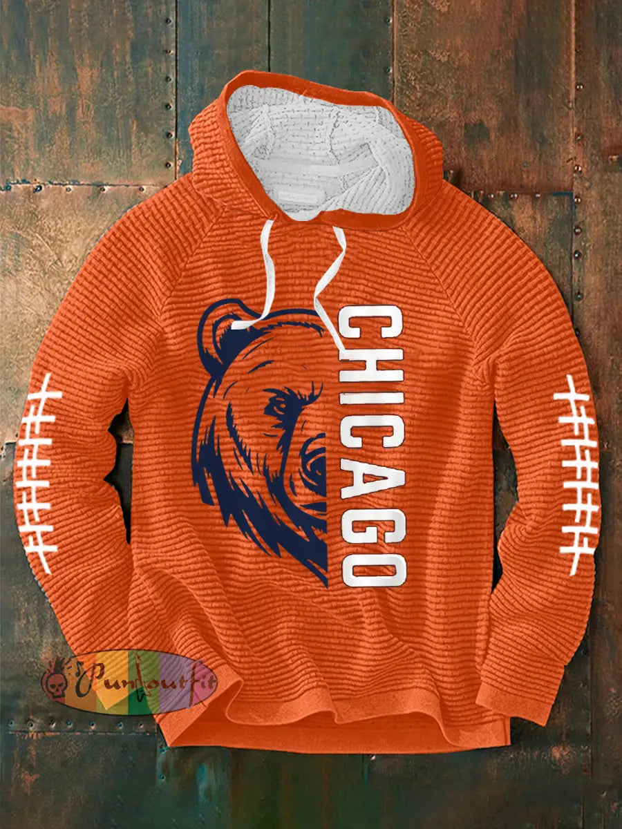 Men’s Football Fans Lovers Gameday Casual French Terry Hoodie Orange / S