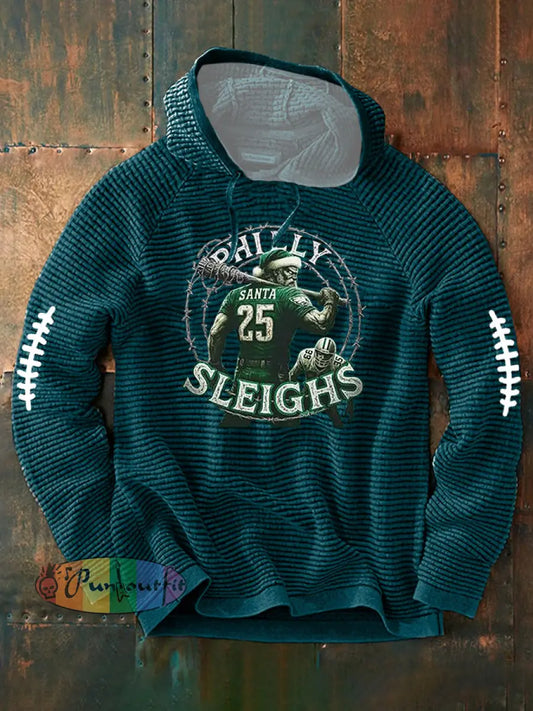 Men’s Football Fans Lovers Gameday Casual French Terry Hoodie Peacock Blue / S