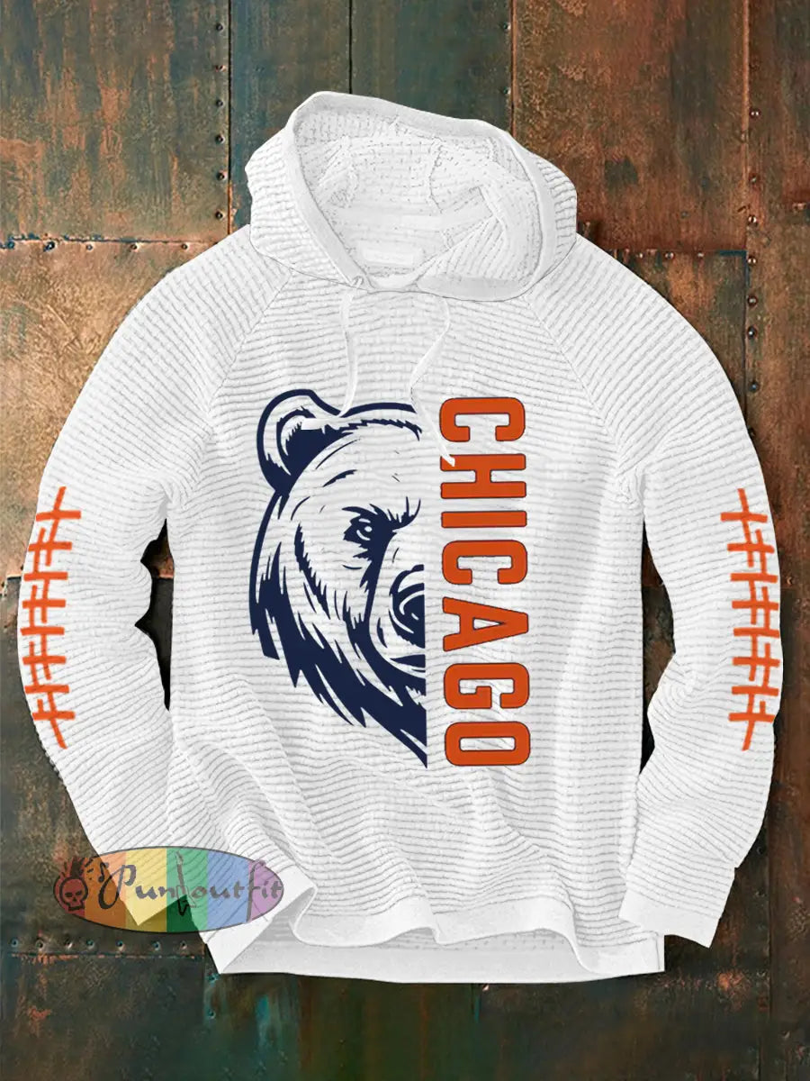 Men’s Football Fans Lovers Gameday Casual French Terry Hoodie White / S