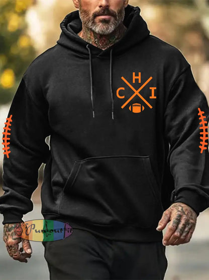 Men’s Football Fans Lovers Gameday Casual Hooded Sweatshirt Black / S