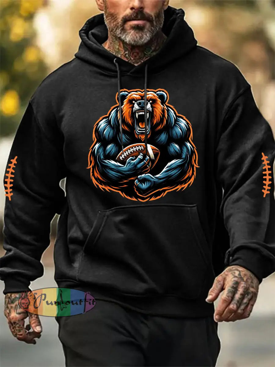 Men’s Football Fans Lovers Gameday Casual Hoodie Black / S