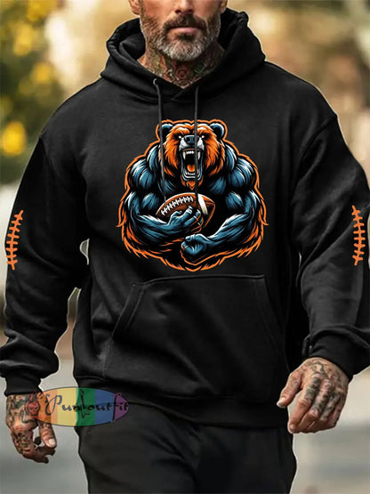 Men’s Football Fans Lovers Gameday Casual Hoodie Black / S