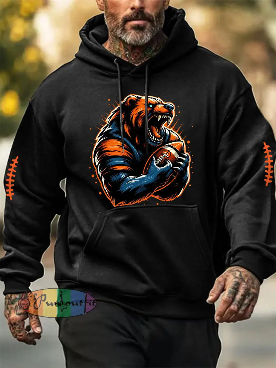 Men’s Football Fans Lovers Gameday Casual Hoodie Black / S