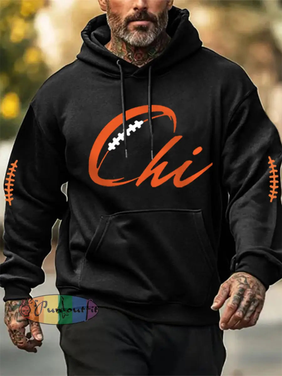 Men’s Football Fans Lovers Gameday Casual Hoodie Black / S