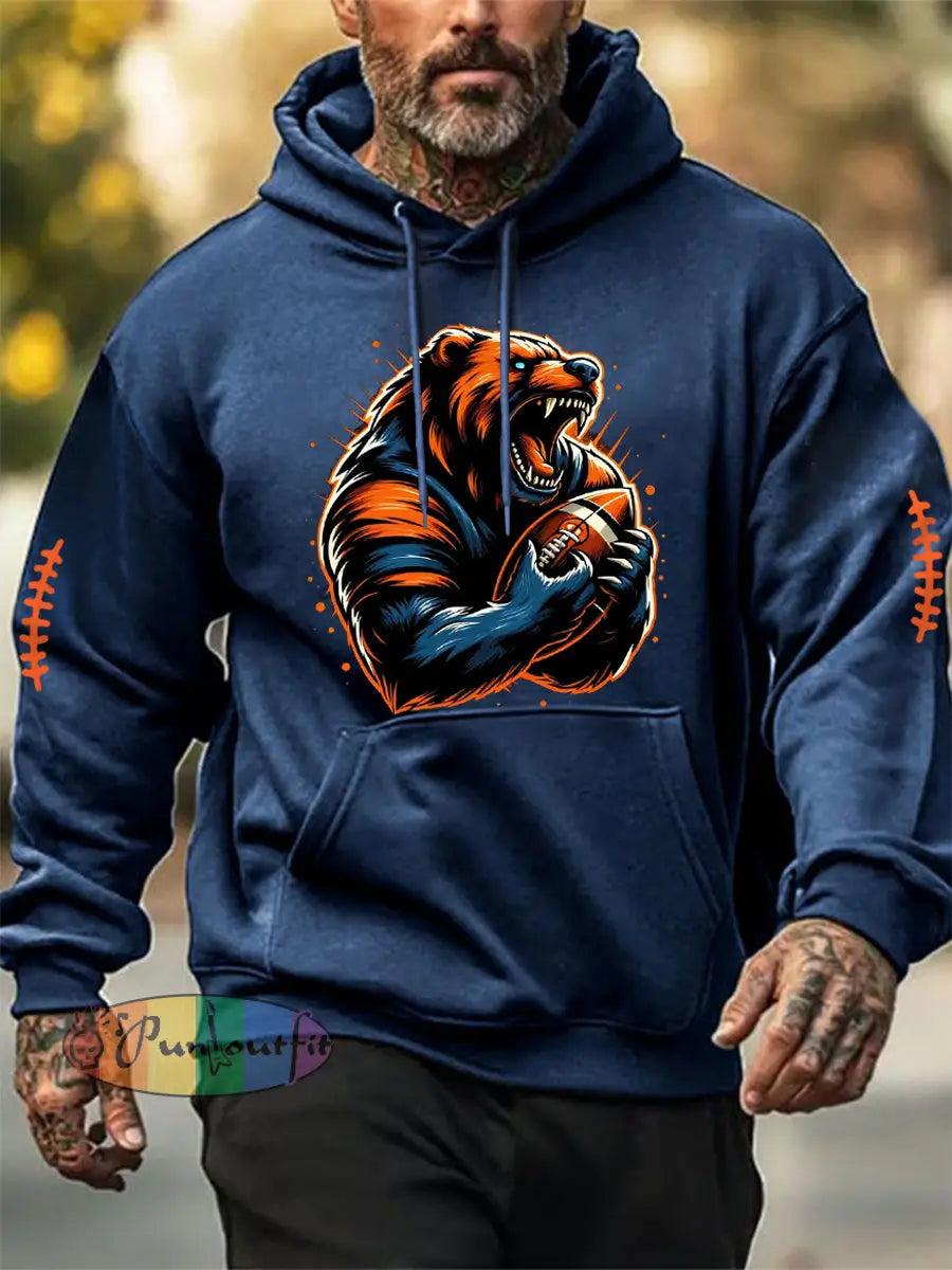 Men’s Football Fans Lovers Gameday Casual Hoodie Blue / S