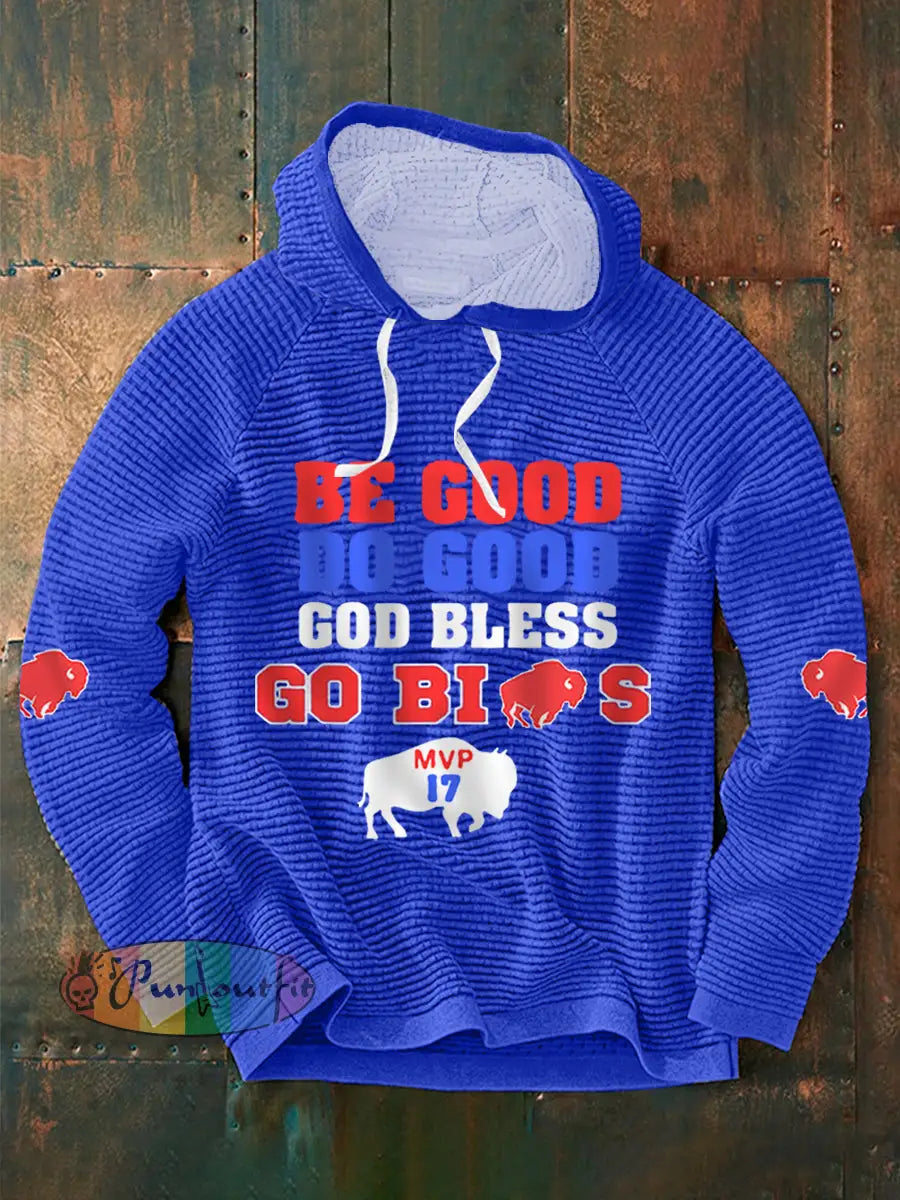 Men’s Football Fans Lovers Gameday Casual Hoodie Blue / S