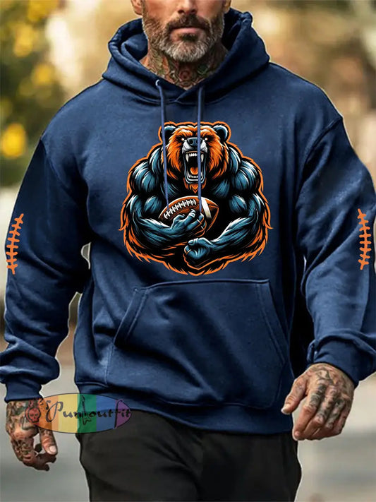 Men’s Football Fans Lovers Gameday Casual Hoodie Blue / S