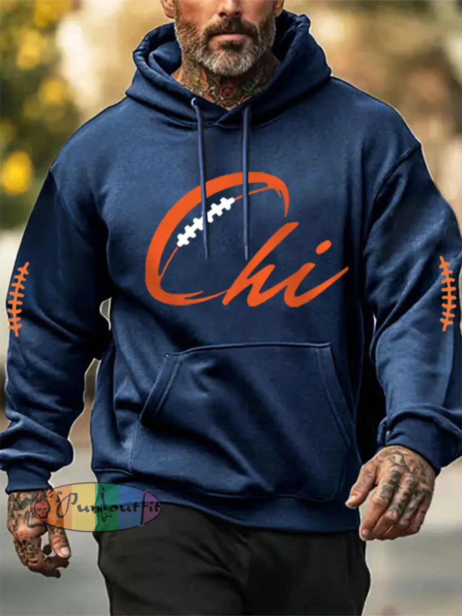 Men’s Football Fans Lovers Gameday Casual Hoodie Blue / S