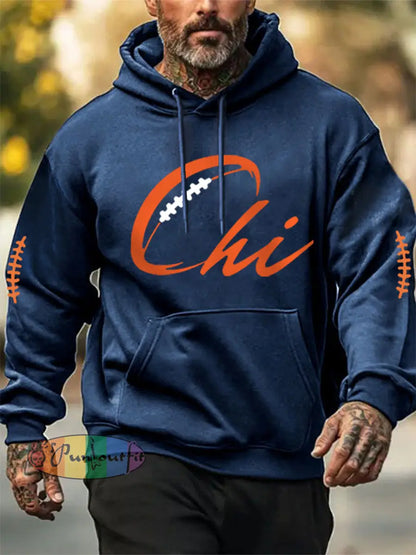 Men’s Football Fans Lovers Gameday Casual Hoodie Blue / S
