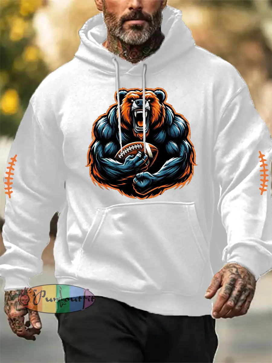 Men’s Football Fans Lovers Gameday Casual Hoodie White / S