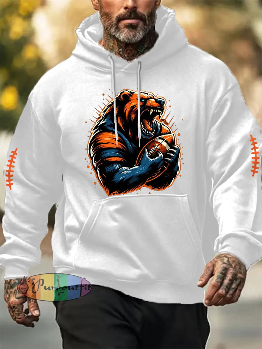 Men’s Football Fans Lovers Gameday Casual Hoodie White / S