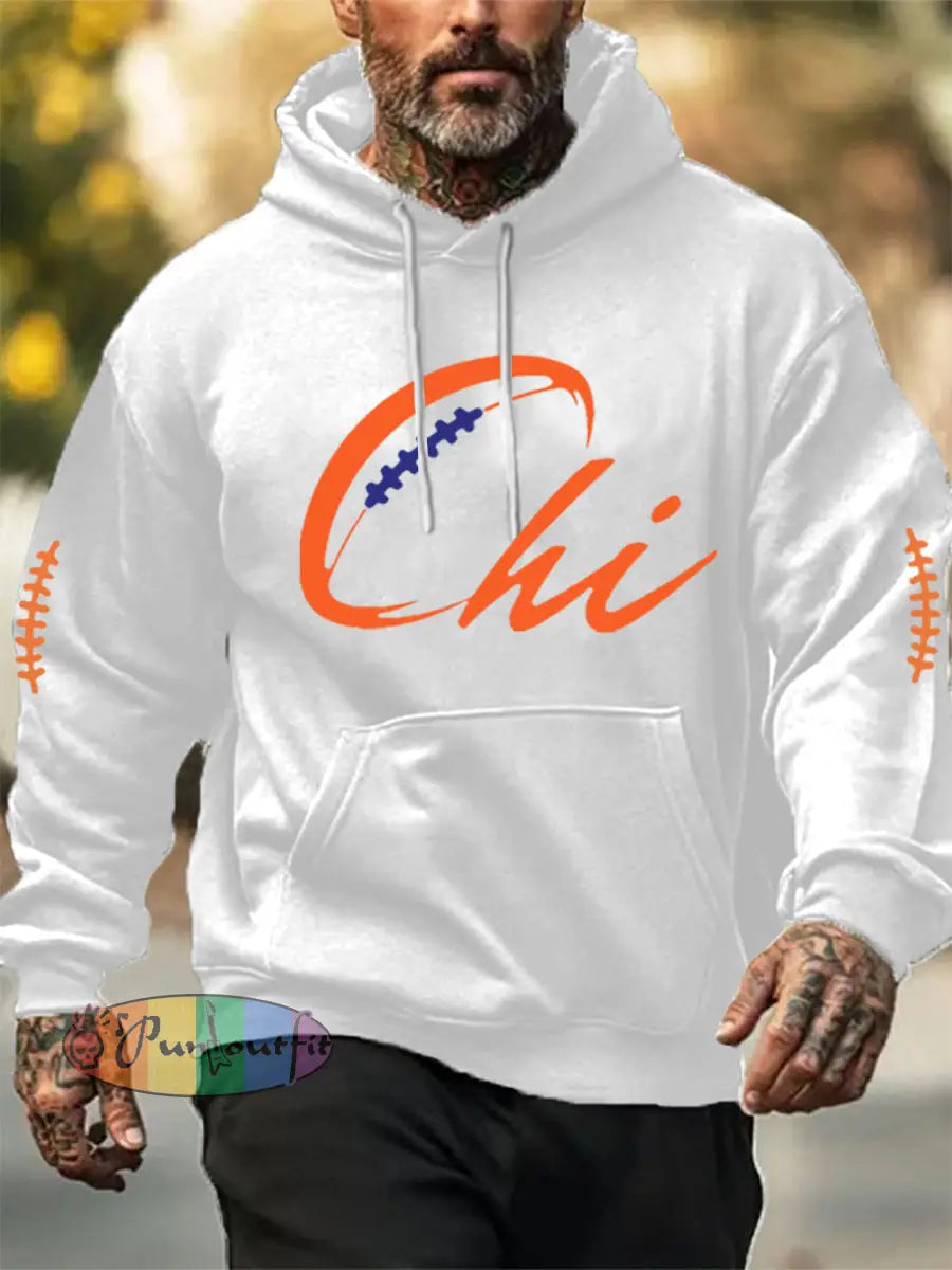 Men’s Football Fans Lovers Gameday Casual Hoodie White / S