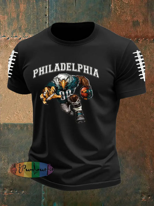 Men’s Football Fans Lovers Gameday Casual imitation cotton short-sleeved T-shirt Black / S