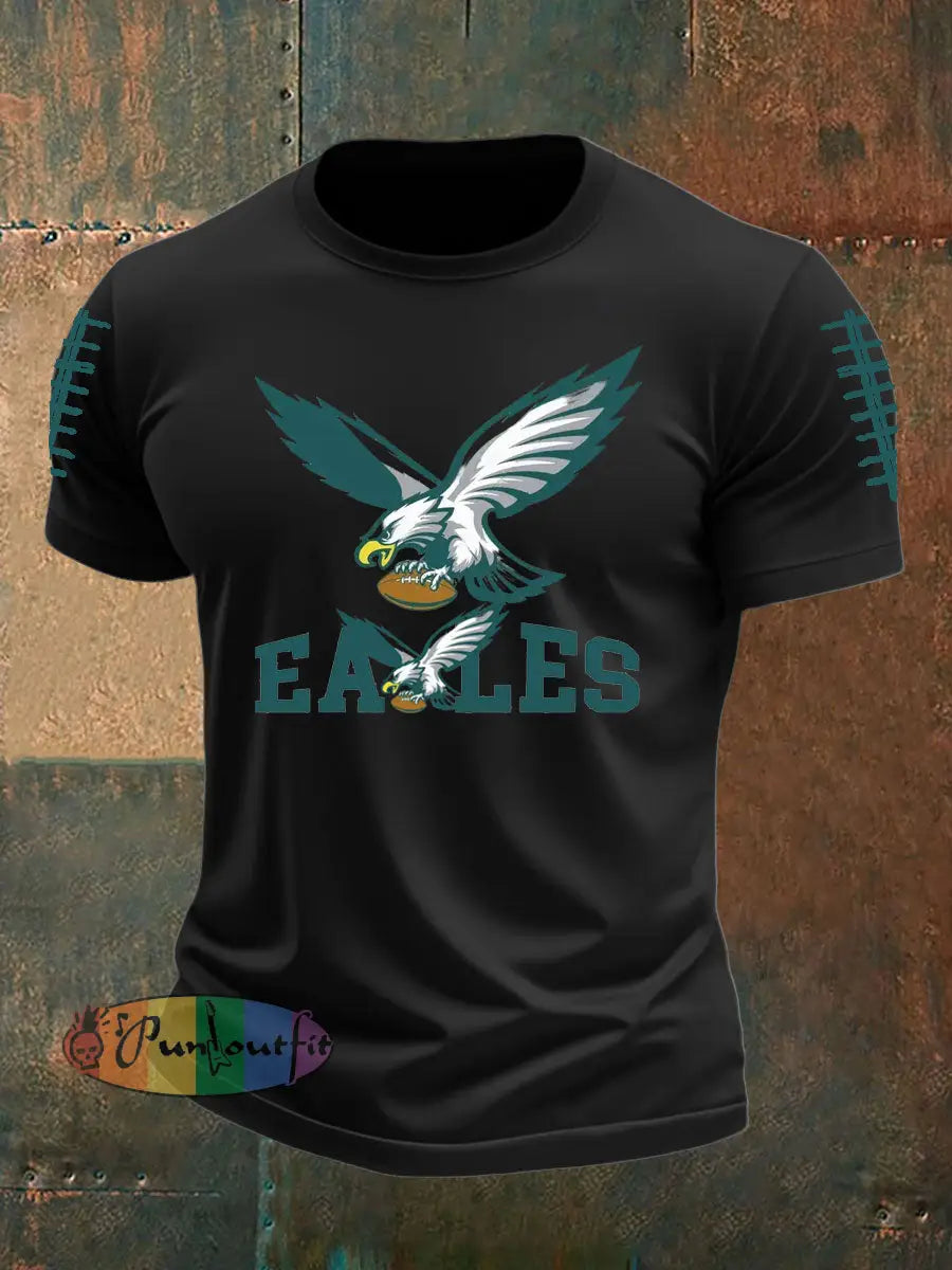 Men’s Football Fans Lovers Gameday Casual imitation cotton short sleeved T shirt Black / S