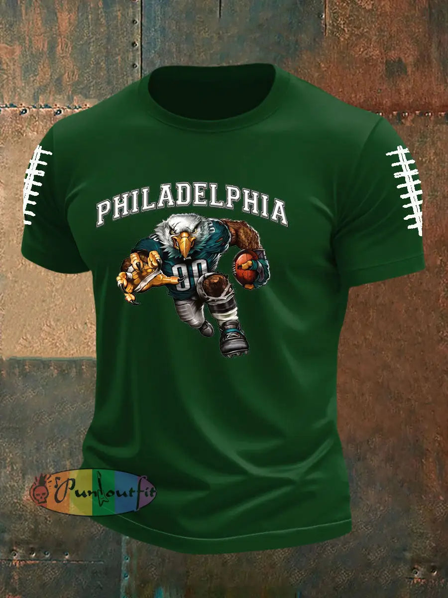 Men’s Football Fans Lovers Gameday Casual imitation cotton short-sleeved T-shirt Dark Green / S