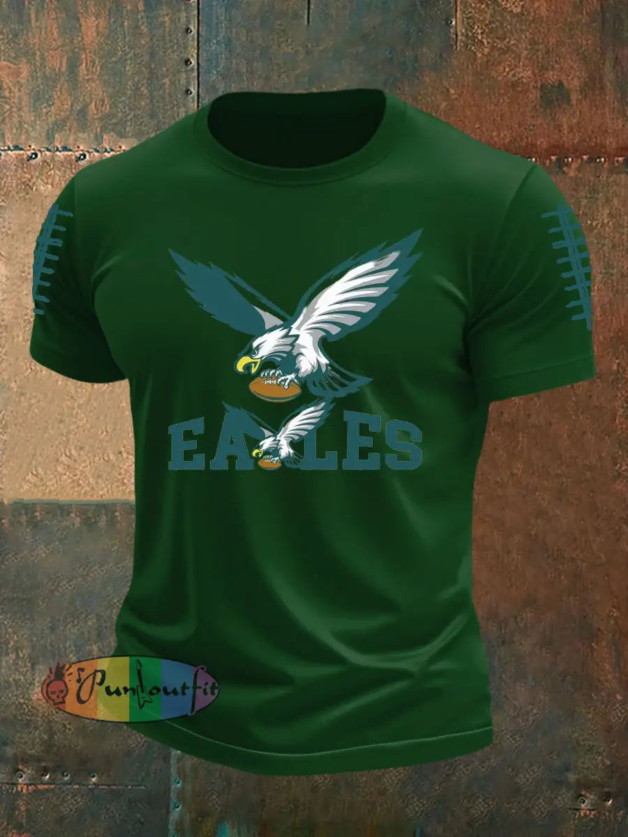 Men’s Football Fans Lovers Gameday Casual imitation cotton short sleeved T shirt Dark Green / S