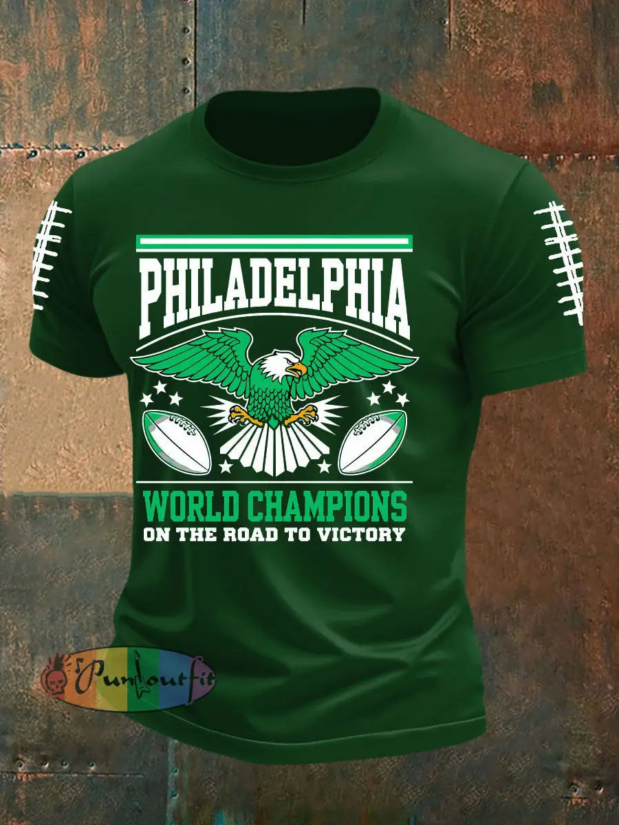 Men’s Football Fans Lovers Gameday Casual imitation cotton short-sleeved T-shirt Dark Green / S