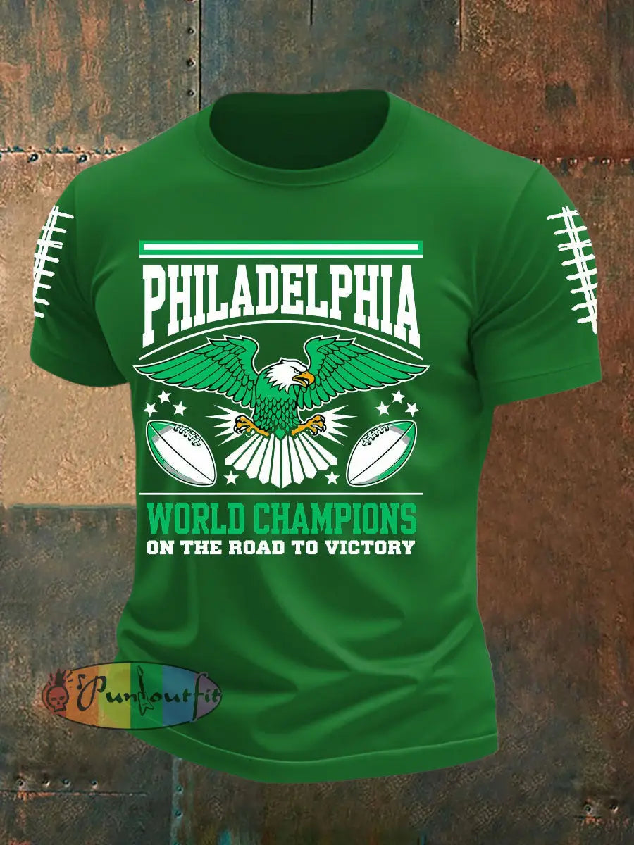 Men’s Football Fans Lovers Gameday Casual imitation cotton short-sleeved T-shirt Green / S