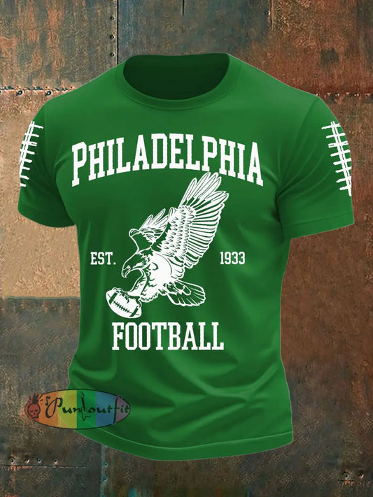Men’s Football Fans Lovers Gameday Casual imitation cotton short sleeved T shirt Green / S
