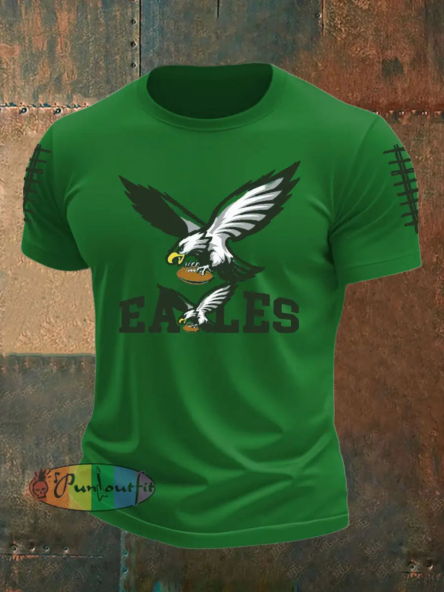 Men’s Football Fans Lovers Gameday Casual imitation cotton short sleeved T shirt Green / S