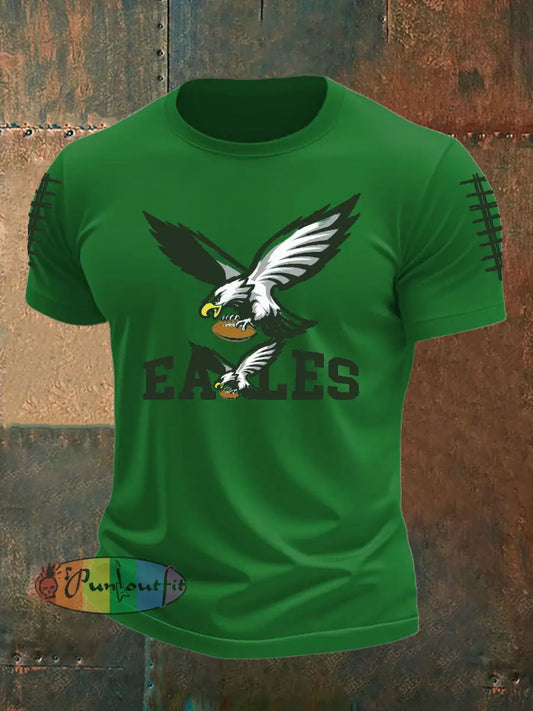 Men’s Football Fans Lovers Gameday Casual imitation cotton short sleeved T shirt Green / S