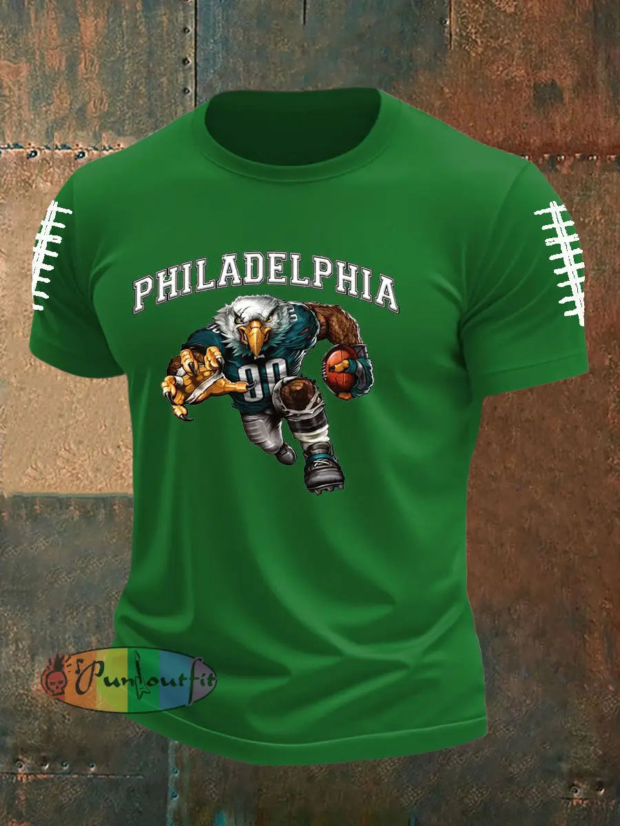 Men’s Football Fans Lovers Gameday Casual imitation cotton short-sleeved T-shirt Green / S