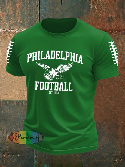Men’s Football Fans Lovers Gameday Casual imitation cotton short-sleeved T-shirt Green / S