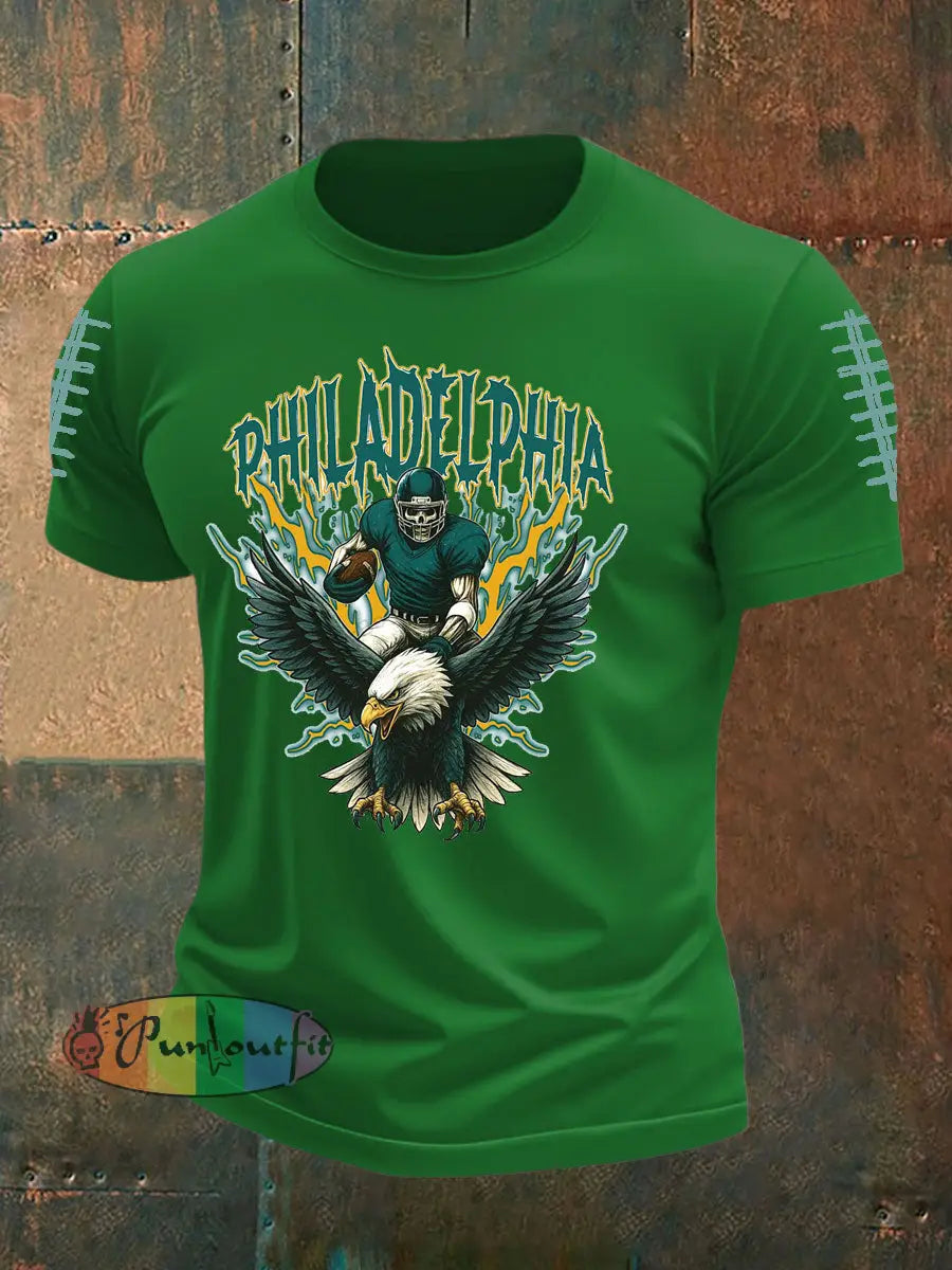 Men’s Football Fans Lovers Gameday Casual imitation cotton short-sleeved T-shirt Green / S