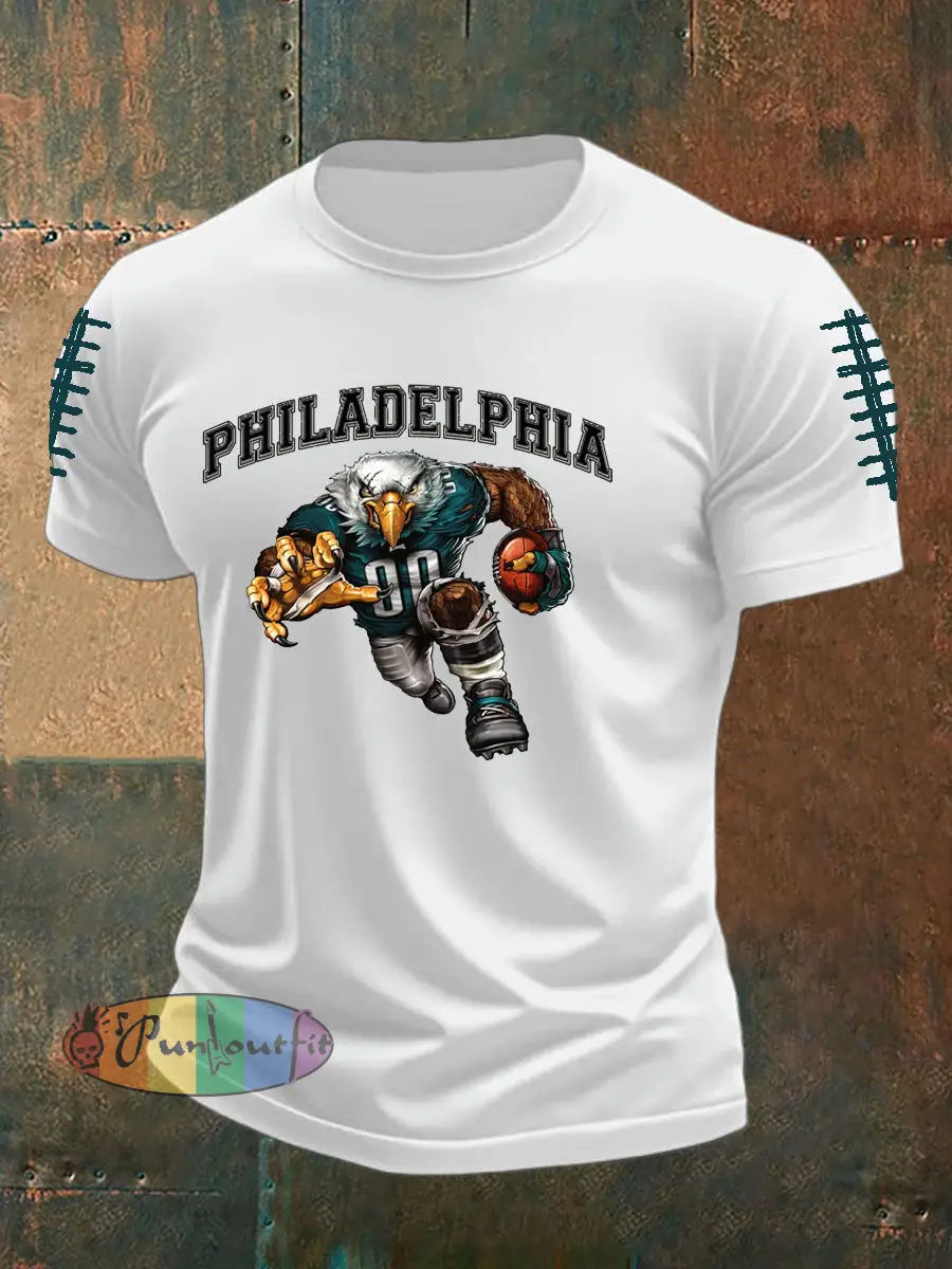 Men’s Football Fans Lovers Gameday Casual imitation cotton short-sleeved T-shirt White / S