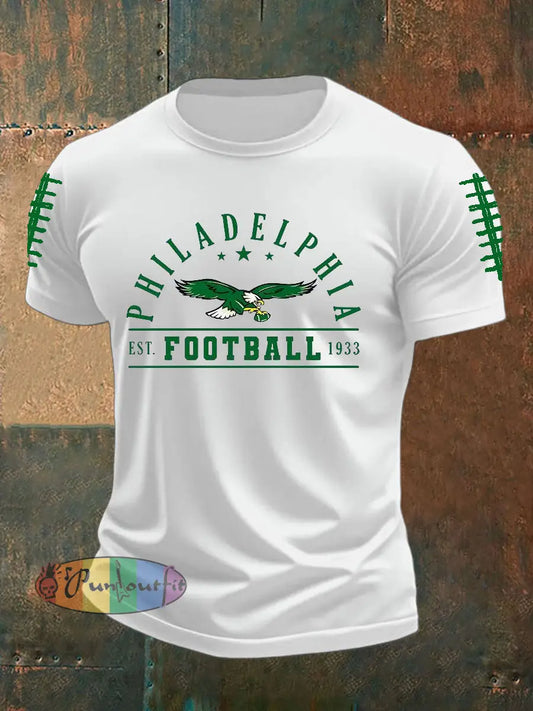 Men’s Football Fans Lovers Gameday Casual imitation cotton short sleeved T shirt White / S