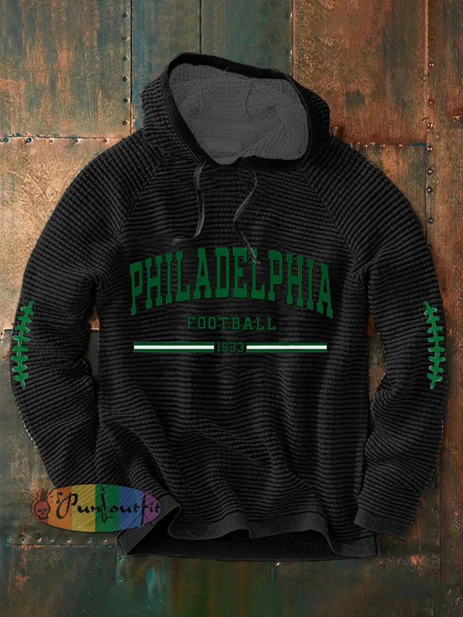 Men’s Football Fans Lovers Gameday Casual Long Sleeve French Terry Hoodie Black / S