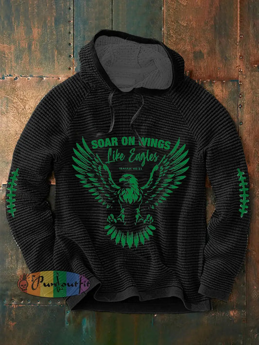 Men’s Football Fans Lovers Gameday Casual Long Sleeve French Terry Hoodie Black / S