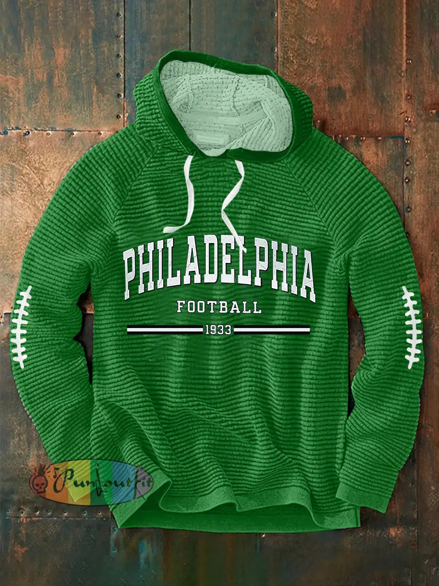 Men’s Football Fans Lovers Gameday Casual Long Sleeve French Terry Hoodie Green / S