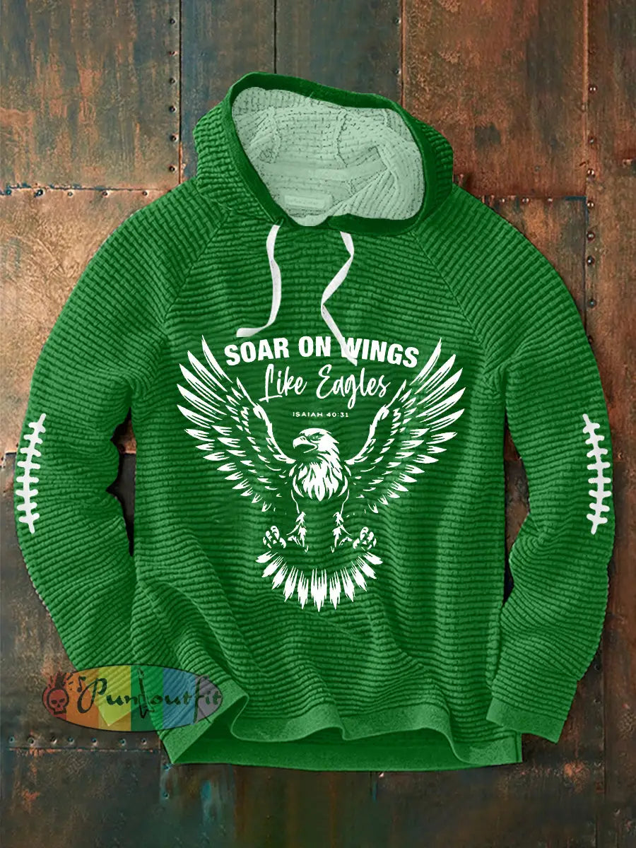Men’s Football Fans Lovers Gameday Casual Long Sleeve French Terry Hoodie Green / S